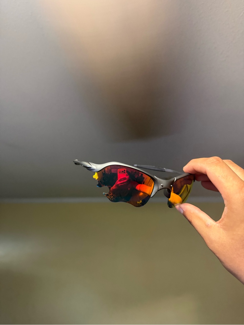 Sport Polarized Sunglasses with Red Mirror Lenses - Black Frame Oakley